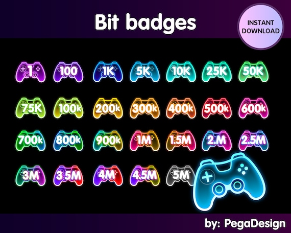 Controller bit badges | Joystick | Twitch bit badges | Sub badges | Twitch streaming overlay | cute twitch bit badges |  cute twitch streams