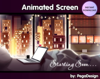 4x Animated stream screen for Twitch | lofi windows | cozy room | Twitch animated screen | for OBS, Vtuber background