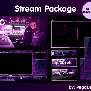 Animated Stream Package Lofi game room, Animated Twitch Overlays, Girl game room pink cozy, OBS, Vtubers, Discord