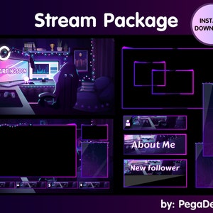 Sala de jogos Lofi do pacote de transmissão, sobreposições animadas personalizáveis do Twitch, tela de decoração de transmissão, retrô aconchegante, OBS, Vtuber, Discord