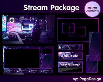 Stream Package Lofi game room, Customizable Animated Twitch Overlays, Stream decoration screen , retro cozy, OBS, Vtuber, Discord