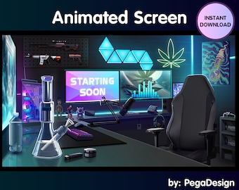 Weed Game room Stream Screen | Smoke boong cannabis | Animated stream package | Twitch animations | Starting screen | Streaming Twitch