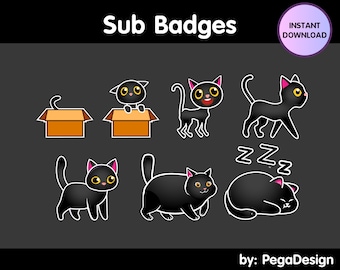 Subinsignias de gato negro / Subinsignias de Twitch / Insignias de bits