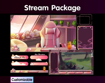 v tuber background | Animated  stream package | Twitch overlay lofi | starting screen | Streaming Twitch | cozy twitch | pink room screen