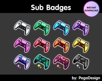 Controller sub badges Twitch sub badges, bit badges Joystick, gaming bit badges, game bit badges, controller badges