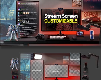 Customizable stream screen | Green Screen Scenes | Game room Twitch animated  | starting screen | rain cozy overlay | vtuber background