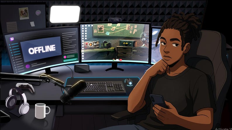 Black white game room | Twitch animated stream screen | | starting screen | Twitch animation cozy overlay | Streaming Twitch | customizable image 9