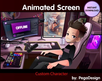 4x Animated stream screen for Twitch | lofi game room | Red game room | Twitch animated screen | Custom Twitch, Vtuber background