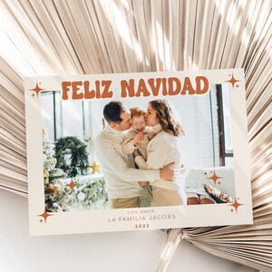 Retro Feliz Navidad Tarjeta, Feliz Navidad Card, Feliz Navidad Spanish Holiday Card, Retro Christmas Card, Editable Text, Instant Download