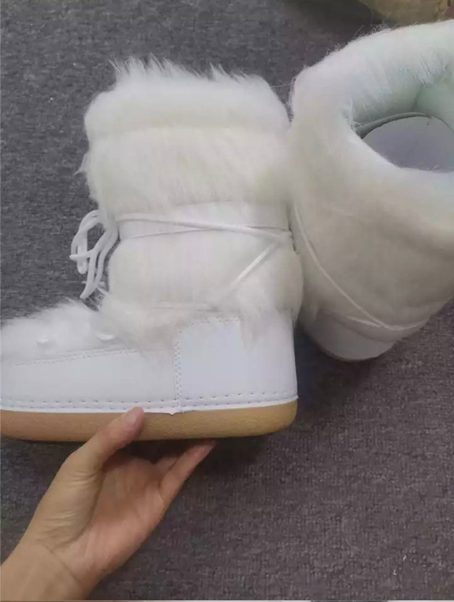 All White Fluffy Moon Boots Winter Ski Y2k Streetwear - Etsy