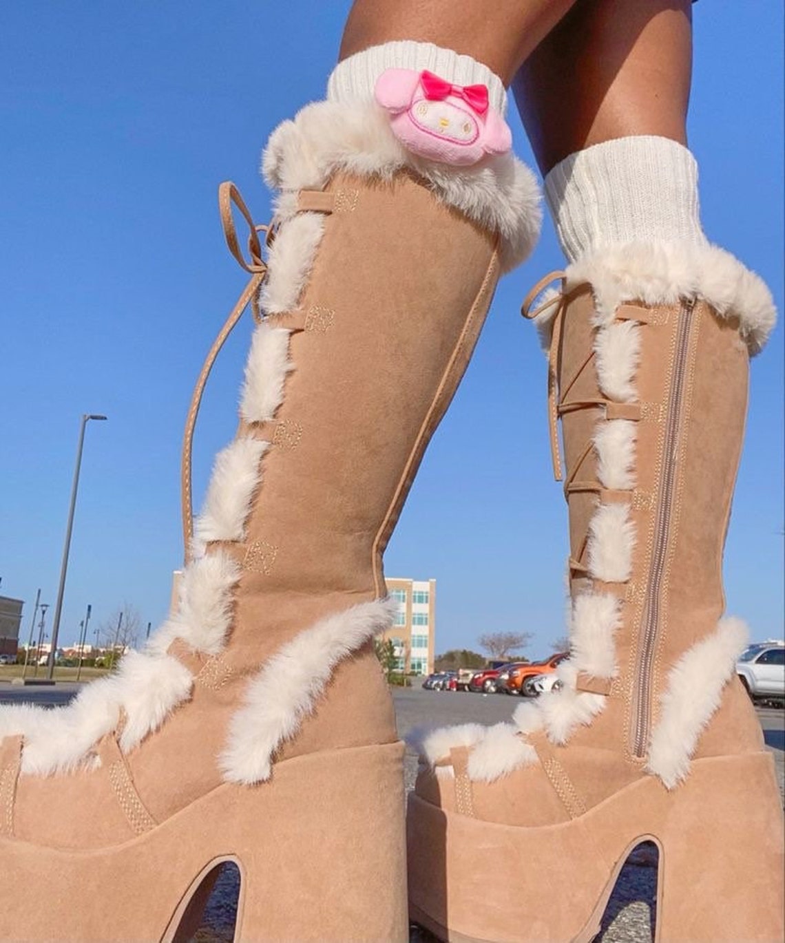 Brown Faux Fur Winter Ski Boots Demonias Inspired Fluffy Etsy