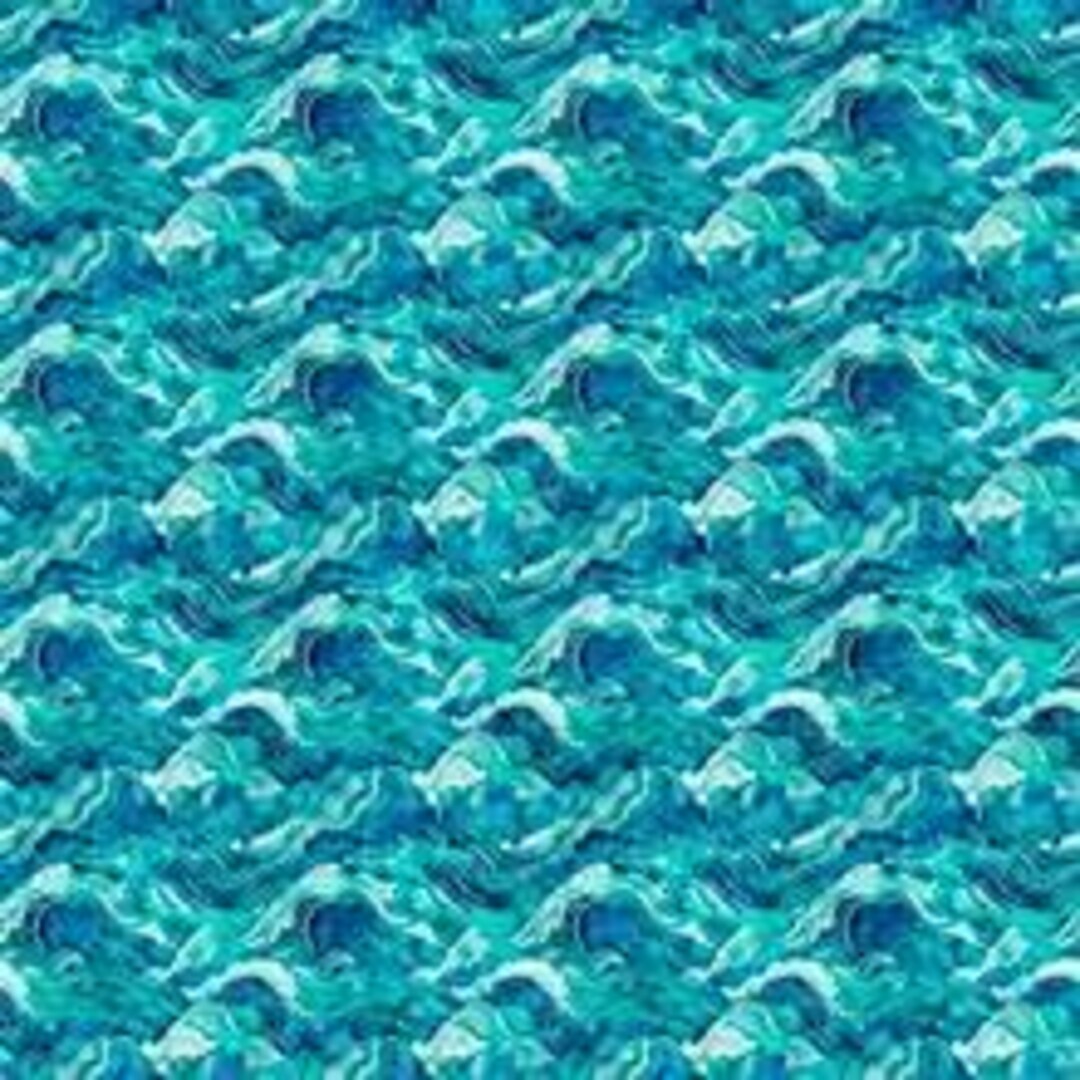 Atlantis by QT Fabrics - Ocean Waves - Turquoise - 30695-Q - Last 1 7/8 ...