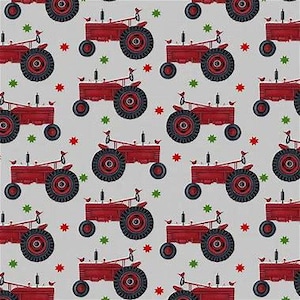 Benartex - Winter at the Farm - Tractor Joy - 13456-8 LIGHT GREY, with free shipping, sold by the yard
