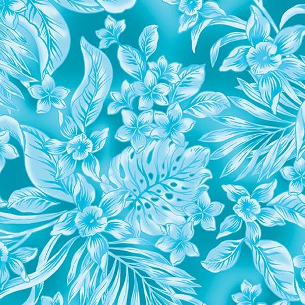 Benertex - Oasis 108" Palm Leaves & Flowers - 12907W-84 Turquoise