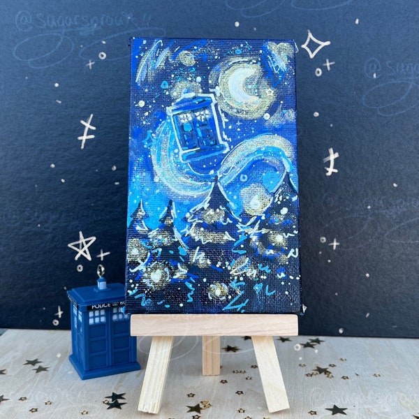Stargazing TARDIS acrylic canvas *ORIGINAL PIECE*