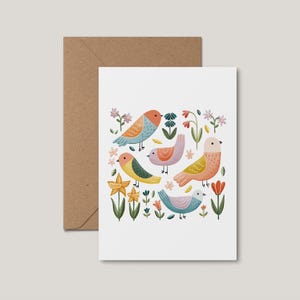 Wish card - Birds & flowers