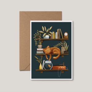 Greeting card - Cat on the shelf
