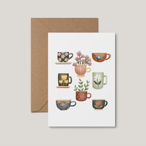 Greeting card - Flowery cups