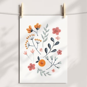 Affiches fleurs, feutre à l'alcool et prismacolor, décoration murale