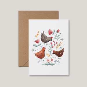 Carte de souhait - Poules