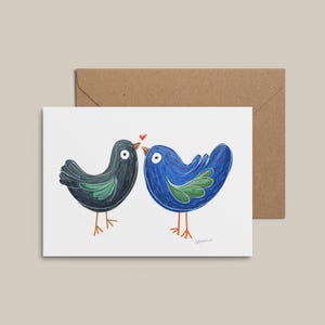 Carte de souhait - Oiseaux bleus