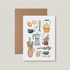 Greeting card - Coffee herbal tea