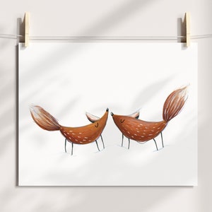 Affiches renards, feutre à l'alcool et prismacolor, décoration murale