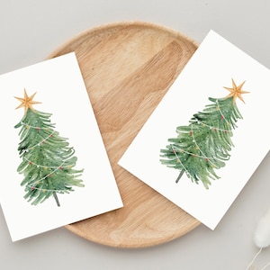 Christmas Tree Card, Elegant Christmas Cards, Winter Greenery, Christmas Cards Set, Christmas Stationery, Water Color Christmas Cards