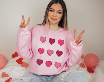 Candy Hearts Crewneck Sweatshirt, Love Heart Sweatshirt, Cute Valentine&#39;s Sweater, Teacher Valentine&#39;s Shirt, Mom Valentine&#39;s