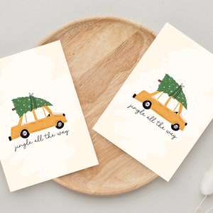 Tarjeta moderna de vacaciones de invierno, tarjetas de Navidad elegantes, tarjetas de Navidad divertidas, papelería navideña, tarjeta de Navidad en acuarela