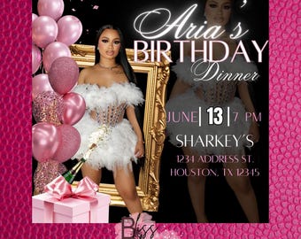 DIY Frame Birthday Dinner Flyer; Party Flyer; DJ Flyer; That Girl Flyer; Birthday Baddie; Baddie Flyer; Zodiac Flyer