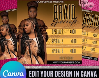 DIY Braids Luxury Summer Instagram Booking Flyer, Summer Hair Flyer, Hairstylist Flyer, Braids Flyer; Braider