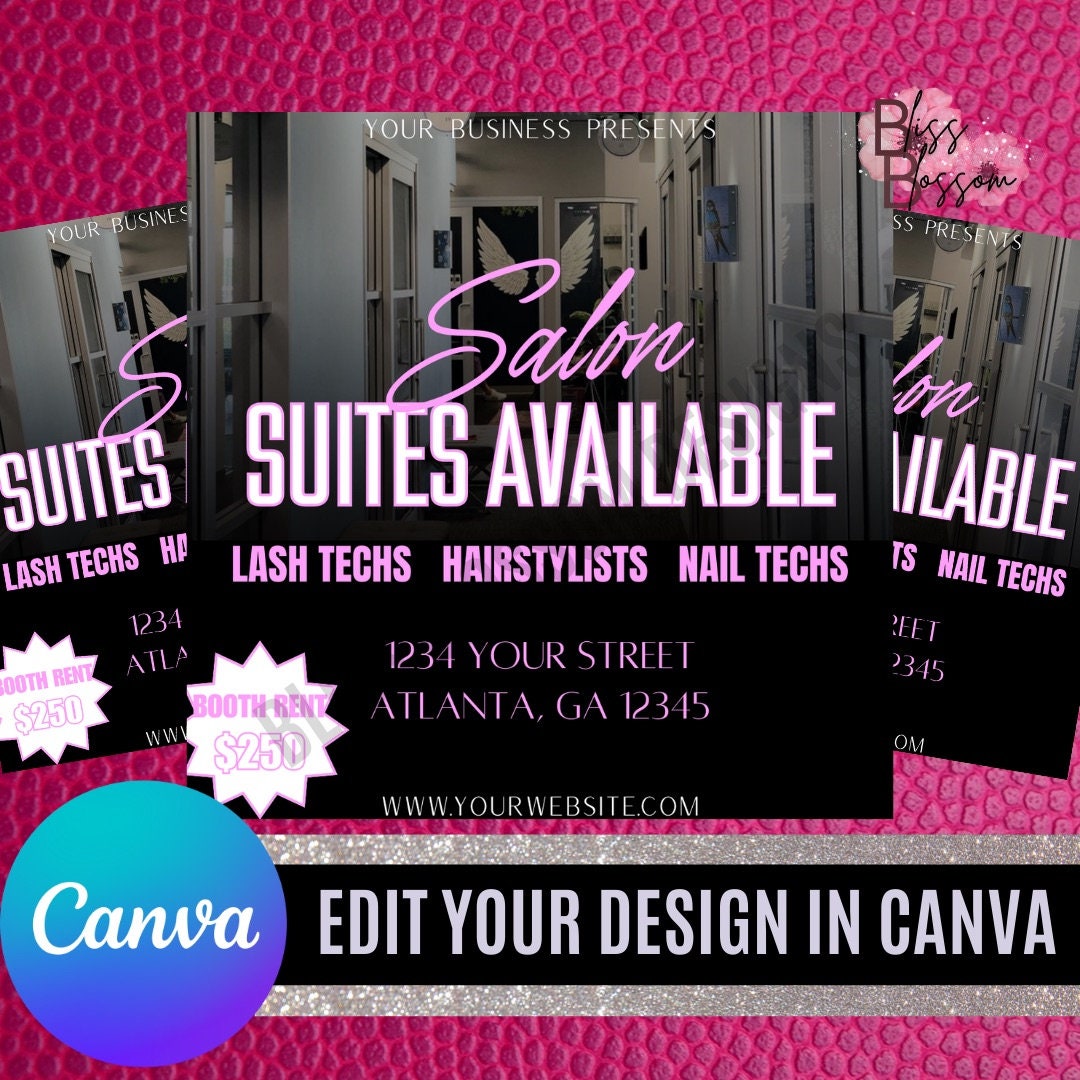 Salon Suites Flyer; Hair Stylist; Nail Tech; Lash Tech; Esthetician