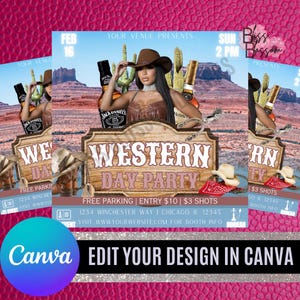 DIY Western Day Party Club Flyer; Party-Flyer; DJ Flyer; Stiefel auf dem Boden Cowboys Carter Flieger