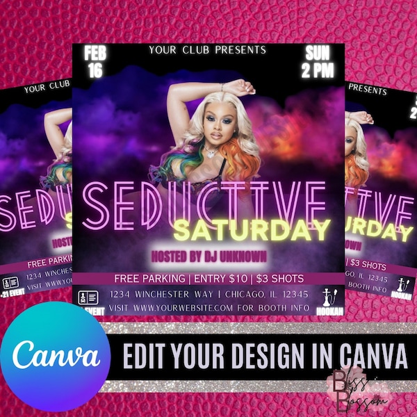 Seductive Saturday Club Flyer; Party Flyer; DJ Flyer