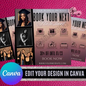 Folleto de sesión de fotos DIY: folleto de fotografía; sesión de fotos de graduación; fotografía de bodas