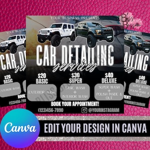 DIY Car Wash Detailing Flyer with Details; Car Wash Flyer; Detailer Flyer