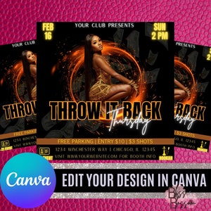 Paquete de volantes del club Throw It Back Thursday; volante de fiesta; volante de DJ
