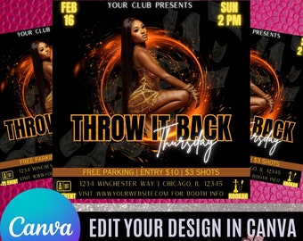 Throw It Back Thursday Club Flyer Bundle; Party Flyer; DJ Flyer