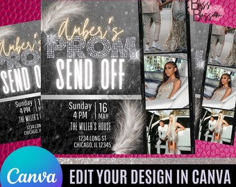 DIY Feather Prom Send Off Flyer, Prom Send Off Invitation