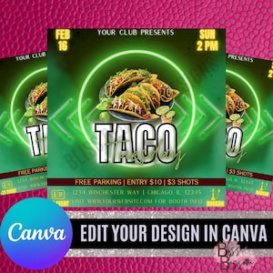 Paquete de folletos del Taco Tuesday Club; Folleto de fiesta; Folleto de DJ