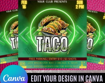 Paquete de folletos del Taco Tuesday Club; Folleto de fiesta; Folleto de DJ
