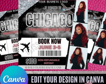 DIY Travel Hair Stylist Flyer; Hair Stylist Flyer; Travel Flyer; makeup, esthetician, hair