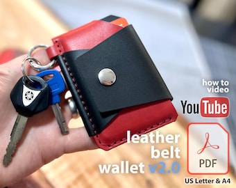 Leather Belt Wallet Pattern v2.0 – PDF Template for DIY Waist Card Holder, Minimal Leather Sewing Project for Cash and Cards