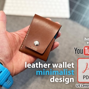 Cartera fina de cuero para tarjetas y dinero: patrón minimalista para manualidades de cuero, diseño sencillo, plantilla PDF