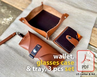Leather Wallet, Glasses Case & Valet Tray PDF Pattern Set (Digital Download)
