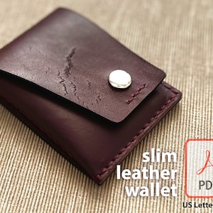 Schlanke Leder Geldbörse, Geld & Kartenhalter, minimalistisches und einfaches Design - PDF Leder Handwerk Muster DIY, Digital Template