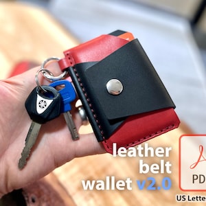Patrón de billetera de cuero, tarjetero, cinturón, tarjetero, v2.0 Patrón en PDF, plantilla de billetera de cinturón, billetera de cuero para tarjetas y dinero