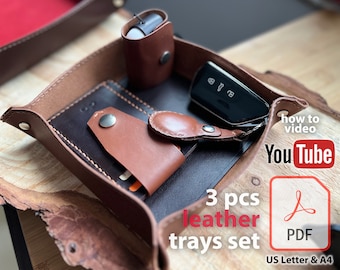 Leather Tray Set PDF Pattern, Home Decor Organizers (Digital Download)