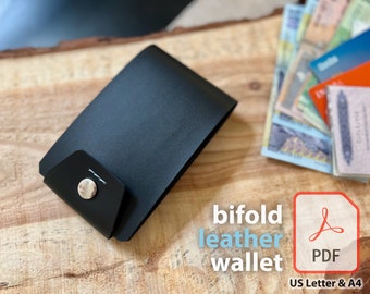 Slim Bifold with 7 Pockets Simple Wallet Design DIY Bifold Leather Craft Pattern PDF Digital Template Cards, Large IDs and Money Holder v1